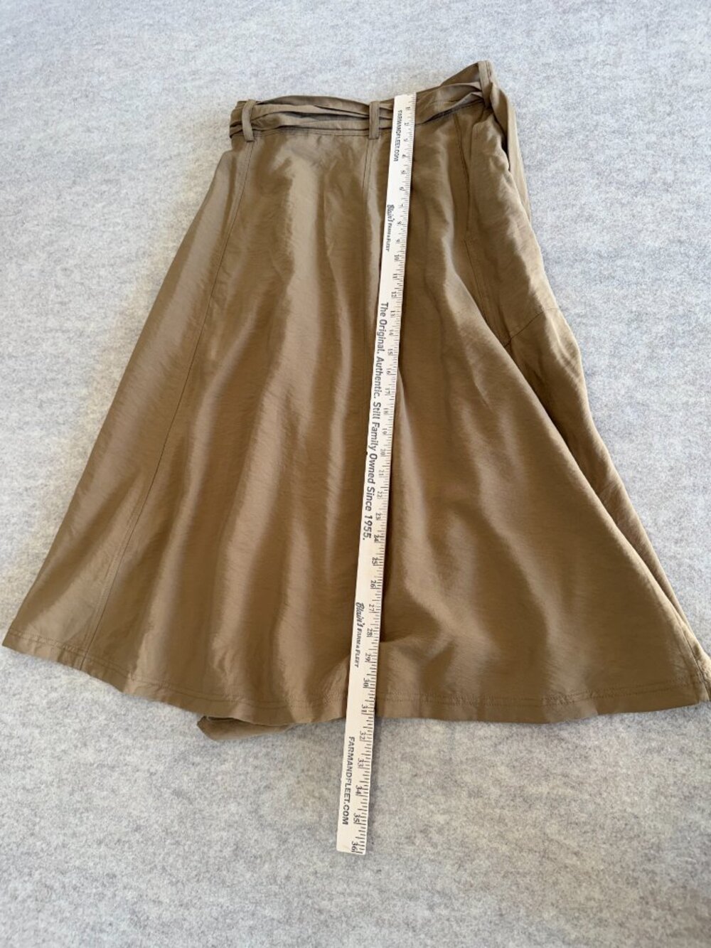 Banana Republic Khaki Wrap Midi Skirt Tie Waist A Line Utility Size 6 - Picture 6 of 8